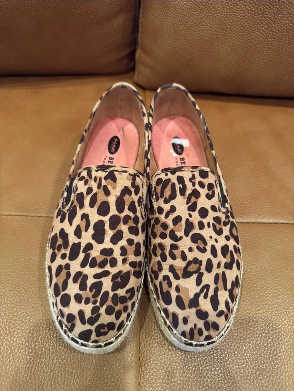 Dr. Scholl's Leopard Espadrille Slip-Ons - Tan & Brown